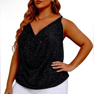 Glitter Draped Cami| 1XL 🖤| Sleeveless & backless. Dress it up or down